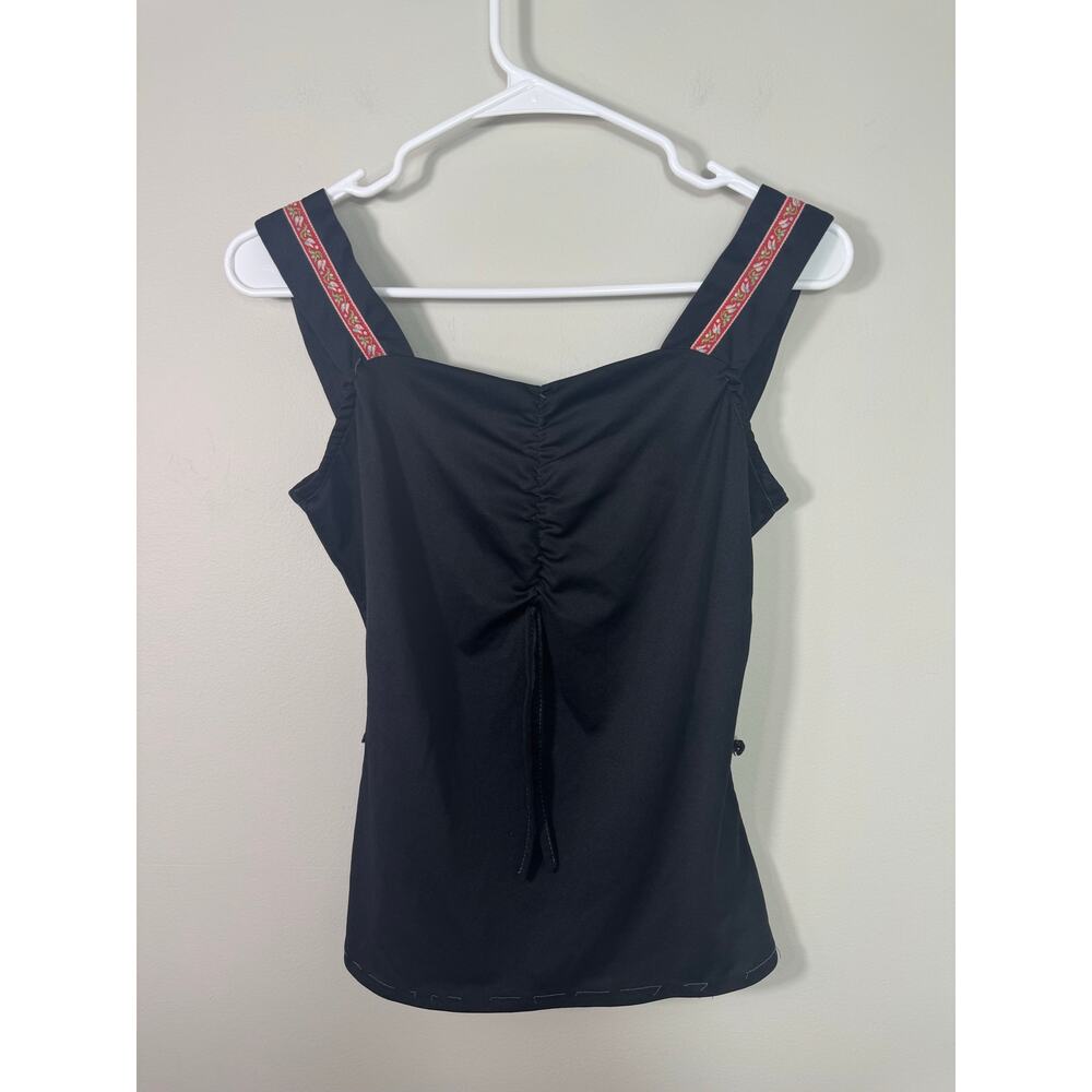 Vintage 70s Boho geHippie Festival Black Tank Top